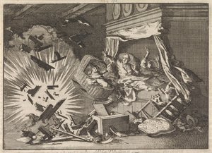 Pommin räjähdys talossa Ebbingestraatilla Groningenissa, 1672