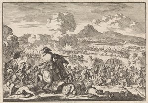Prinssi Eugeniuksen voitto turkkilaisista Tisza-joella, 1697 tekijältä Jan Luyken