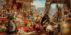 Zygmunt-kellon ripustaminen Krakovan katedraalin torniin vuonna 1521