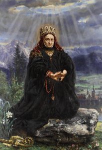 Pyhä Kinga rukoilee Sącz-vuorten keskellä.