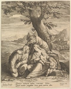 Pyhä perhe Pyhän Elisabetin ja Pyhän Johannes Kastajan kanssa, 1588. tekijältä Jan Muller