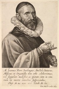 Jans Pietersz Sweelinckin muotokuva, pubi. 1624. tekijältä Jan Muller