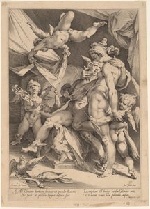 Venus ja Merkurius tekijältä Jan Muller, after Bartholomaeus Spranger