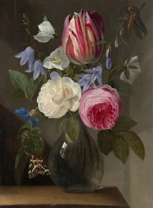 Ruusut ja tulppaani lasimaljakossa tekijältä Jan Philips van Thielen