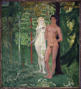 Aatami ja Eeva. Jan Preislerin (1872-1918) maalaus Öljy kankaalle