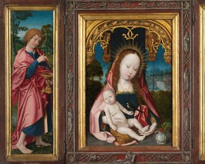 Triptyykki, jossa on Neitsyt ja lapsi, Pyhä Johannes Evankelista (vasen siipi) ja Maria Magdalena (oikea siipi)