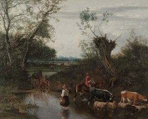 Talonpojat ylittävät puroa, noin 1670 (öljy kankaalle). tekijältä Jan Siberechts