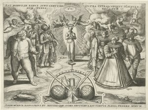 Kohtuus syntien kanssa personoituna Est modus.in.rebus. sunt. certi.de: (...) (otsikko esineessä) tekijältä Jan Snellinck (I) (attributed to)