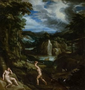 Aatami ja Eeva synnin jälkeen, noin 1586-89 (öljy kankaalle).