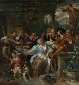 Hyvää yritystä terassilla, n. 1670. tekijältä Jan Havickszoon Steen