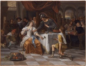 Antoniuksen ja Kleopatran juhlaillallinen tekijältä Jan Steen