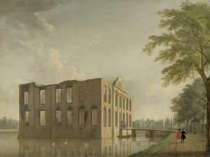 Berckenroden linna Heemstedessä tulipalon jälkeen Berkenroden linna, Heemstede, tulipalon jälkeen 4.-5.5.1747: Sivukuva tekijältä Jan Ten Compe