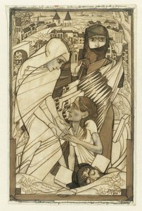 Relief vuoden 1926 tulvan aikana, symbolisesti esitetty tekijältä Jan Toorop