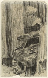 Nojatuoli osittain verholla peitetty tekijältä Jan Toorop