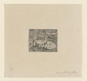 Hirvi lähellä puuta lammen edessä Hirvi lähellä puuta (alkuperäinen nimi) tekijältä Jan Toorop