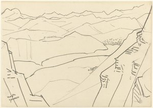Luonnos vuoristomaisemasta Monte Generososta tekijältä Jan Toorop