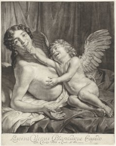 Venus ja Amor Lustful Venus ja Gentle Cupid (otsikko esineessä) tekijältä Jan Verkolje (I)