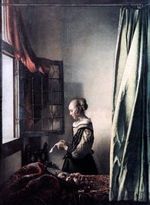 Tyttö lukee kirjettä avoimessa ikkunassa, c1657 tekijältä Jan Vermeer van Delft