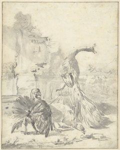 Hoenderhof riikinkukon ja kahden kalkkunan kanssa tekijältä Jan Baptist Weenix
