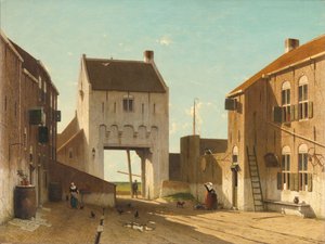 Kaupungin portti Leerdamissa, n. 1868-70 (öljy kankaalle) tekijältä Jan Weissenbruch