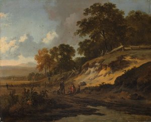 Maisema metsästäjien kanssa, n. 1660-1680.