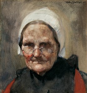 Katwijkse Visvrouw tai Katwijkin Fishwife (akvarelli, guassi ja kynä paperille) tekijältä Jan Willem Sluiter