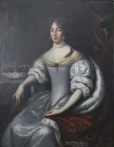 Muotokuva Brandenburgin Dorotheasta, syntynyt von Schleswig-Holstein-Sonderburg-Glücksburg (1636-1689). tekijältä Jan de Baen