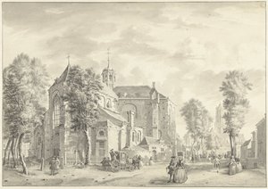 Pieterskerk Utrechtissa Dom. taustalla tekijältä Jan de Beijer