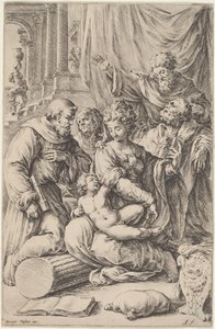 Pyhä perhe pyhien kanssa tekijältä Jan de Bisschop, after Giorgio Vasari