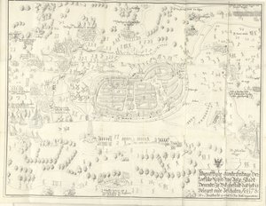 Deventerin piiritys ja vangitseminen, 1578 Waerafftighe afconterfeitinge der loeflike Keyser ilmainen Anze Stadt Deventer Missä ghestaltissa se on Belgert onde Beschaten Ao. 1578 (otsikko esineessä) tekijältä Jan de Lange (II) (signed by artist)