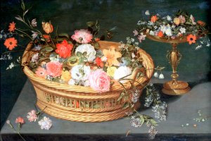 Kukkakori, c1590-1625 tekijältä Jan the Elder Brueghel