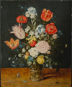 Kukkia dekantterilasissa, vuoden 1608 jälkeen tekijältä Jan the Elder Brueghel
