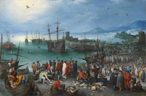 Satamakohtaus St. Paulin lähdössä Kesareasta, 1596 (öljy kuparille)