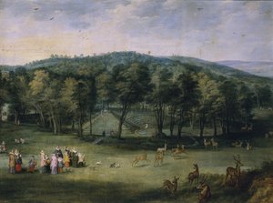 Infanta Isabella Clara Eugenia Espanjasta Parc de Mariemontissa, 1700-luvun ensimmäinen kolmannes. tekijältä Jan the Elder Brueghel