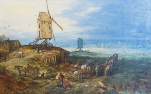 Maisema tuulimyllyillä tekijältä Jan the Elder Brueghel