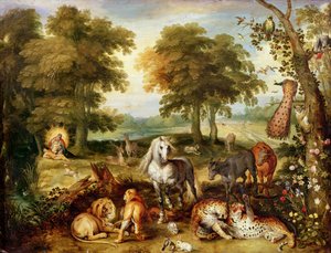 Paratiisi maan päällä (öljy kuparilla) tekijältä Jan the Elder Brueghel