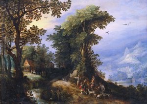 Paluu metsästä tekijältä Jan the Elder Brueghel