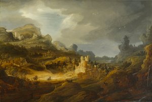 Fantastic Landscape, noin 1643-1645 (öljy paneelissa) tekijältä Jan the Elder Lievens