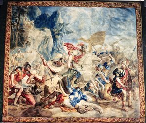Israelilaisten ja amelikilaisten taistelu, Frans ja Pieter van der Borchtin työpaja (silkkikuvio) tekijältä Jan van (after) Orley