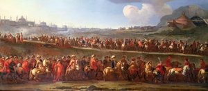Turkkilainen karavaani Konstantinopolin ulkopuolella (öljy kankaalle) tekijältä Jan van (attr. to) Huchtenburgh