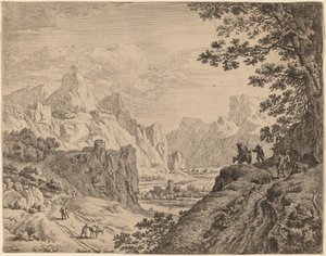 Vista del riu Rhinefinnish tekijältä Jan van Aken after Herman Saftleven