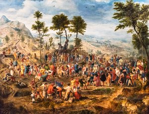 Kristuksen pääsy Jerusalemiin, n. 1540 (tempera ja öljy puulle (tammi)) tekijältä Jan van Amstel