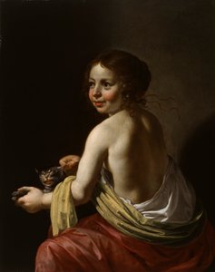 Tyttö kiusaa kissaa, n. 1630 (öljy paneelissa)