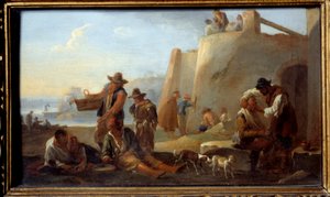 Napolilainen parturi. Maalaus Jan Miel (1599-1663) Ec. Flam.