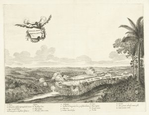 Gevechten bij Porto Calvo, 1637 Taistelu lähellä Bald Harboria (otsikko esineessä) tekijältä Jan van Brosterhuyzen