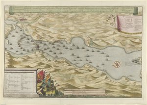 Lahden taistelu Vigossa ja Espanjan hopealaivaston valtaus, 1702 Caarte vande Landingh Vigosin lahdella osana kahden Casteelin vangitsemista ja Baayssa ankkuroidun Espanjan hopealaivaston vangitsemista Redondella denin puolesta