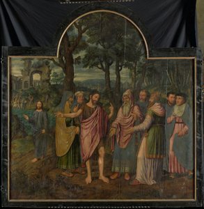 Johannes Kastaja varoittaa fariseuksia, triptyykin keskipaneeli tekijältä Jan van Coninxloo (II)
