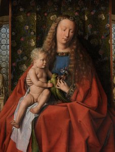 Yksityiskohta Neitsyt ja lapsi pyhien Donatianuksen ja Georgen sekä kanoni Joris van der Paelen kanssa, n. 1436 (öljy puulle) tekijältä Jan van Eyck
