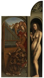 Musiikkia soittavat enkelit ja Eeva tekijältä Jan van Eyck