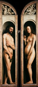 Gentin alttaritaulu. Mystisen Karitsan palvonta: Aadam ja Eeva, 1432. tekijältä Jan van Eyck